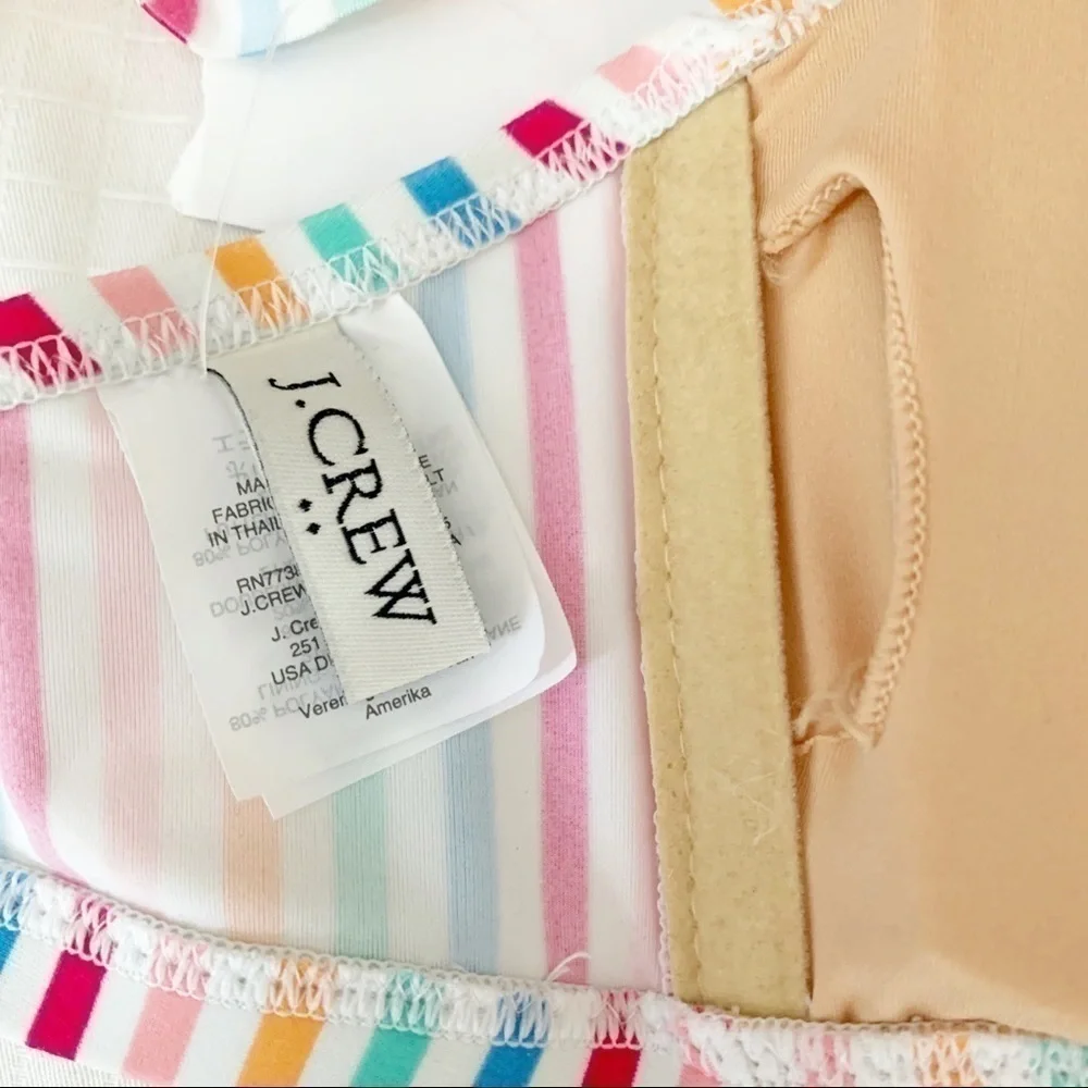 𝅺JCREW Factory Striped Ruffle Swimsuit Top NWTSizeM